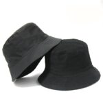 Black-Solid-Dots-Bucket-Hat-Two-Side-Wear-Unisex-Simple-Bob-Caps-Hip-Hop-Gorros-Men