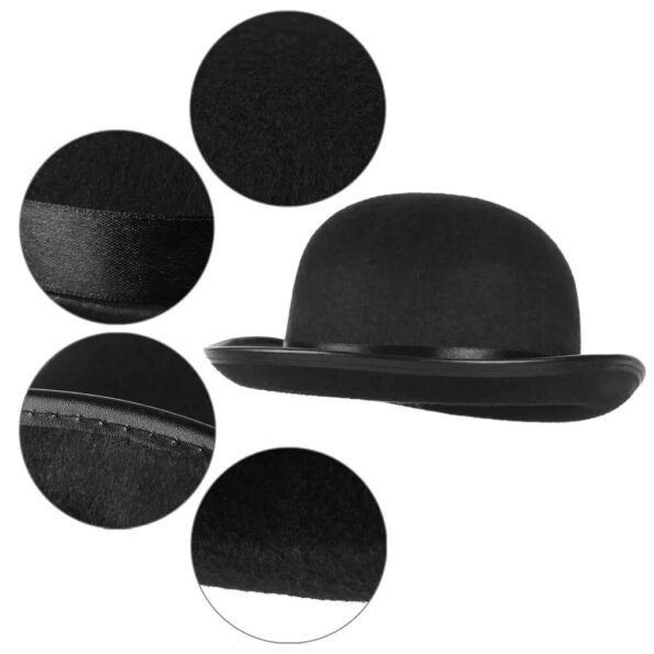 GEMVIE-Classic-Black-Felt-Derby-Hat-Lightweight-Bowler-Hat-Novelty-Costume-Hat-for-Party-Dress-Ups-3