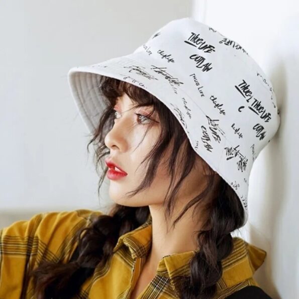 New-Double-sided-Wear-Bucket-Hat-Men-Women-Japanese-Graffiti-Letter-Outdoor-Sun-Hats-Unisex-Wide-1