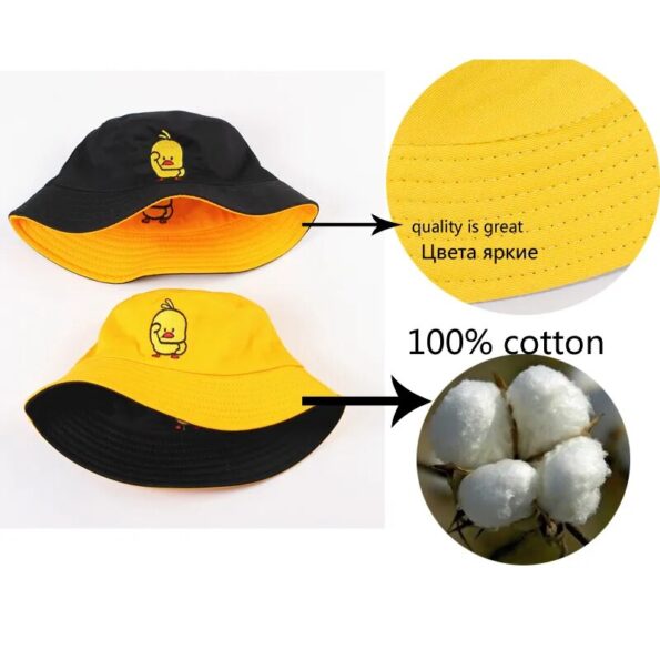 Reversible-Black-Yellow-Duck-Bucket-Hat-for-Men-Women-Summer-Sun-Hat-Fishing-Hat-Bob-Sad-4