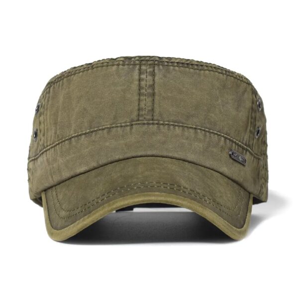 Washed-Cotton-Military-Caps-Men-Cadet-Army-Cap-Unique-Design-Vintage-Flat-Top-Hat-2