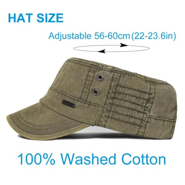 Washed-Cotton-Military-Caps-Men-Cadet-Army-Cap-Unique-Design-Vintage-Flat-Top-Hat-3
