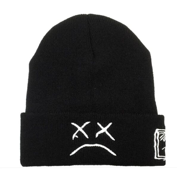 Winter-LilPeep-embroidered-knitted-hat-sad-face-expression-funny-men-women-beanie-hat-2